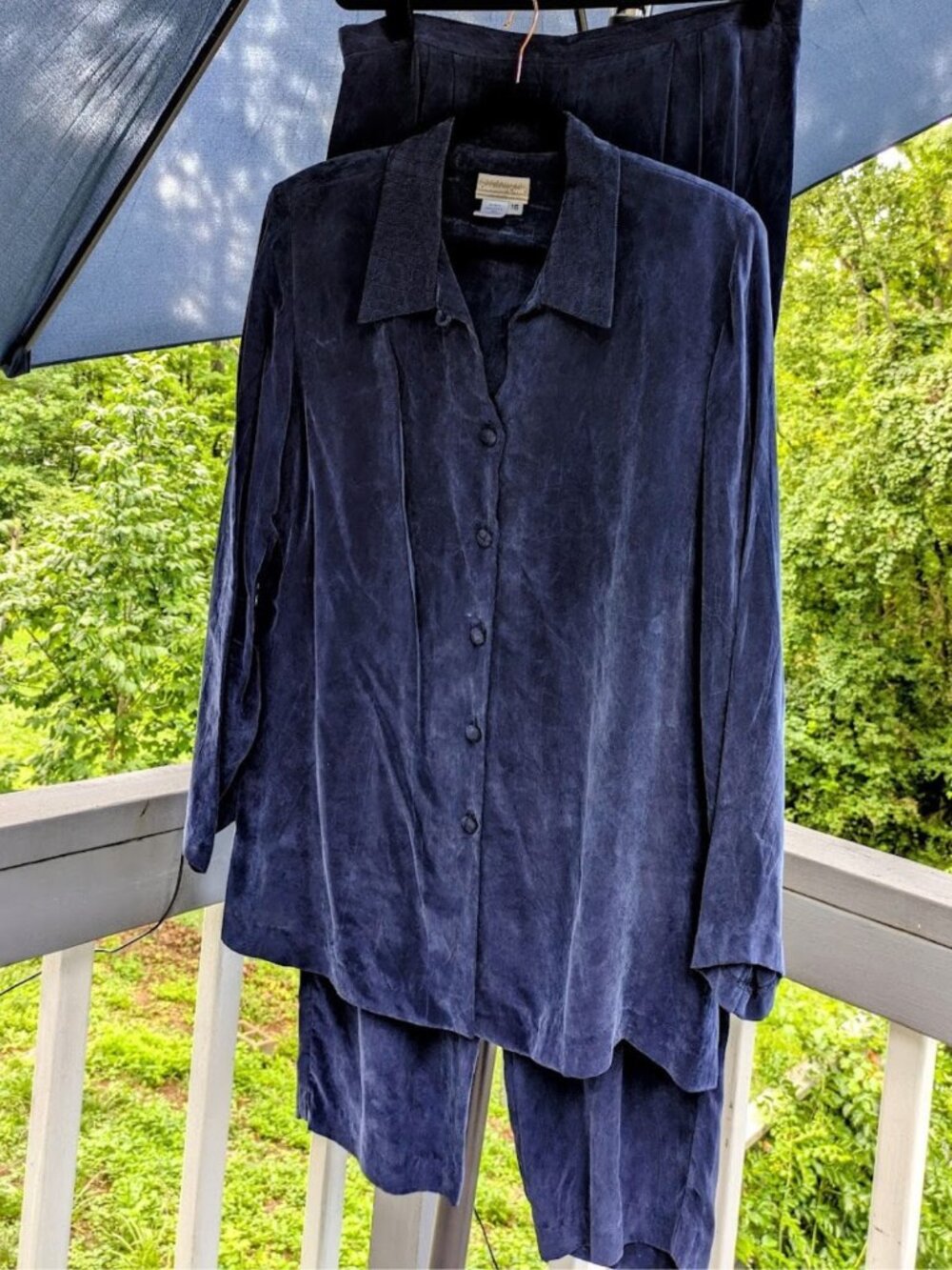 Vintage Coldwater Creek Navy Blue 2 Piece Pants Set Size 16 Cuprammonium Rayon - Picture 1 of 8